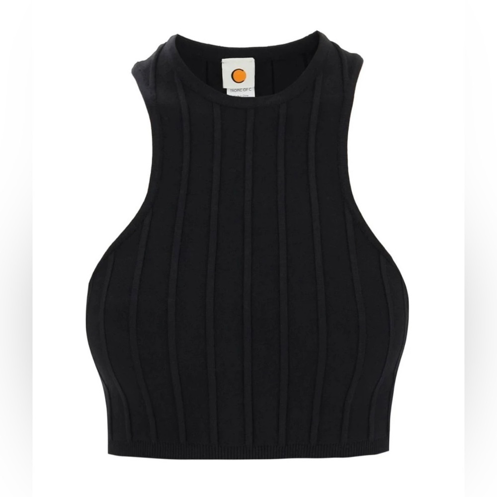 NWT TROPIC OF C Arc Racerback Top In Black, Size M